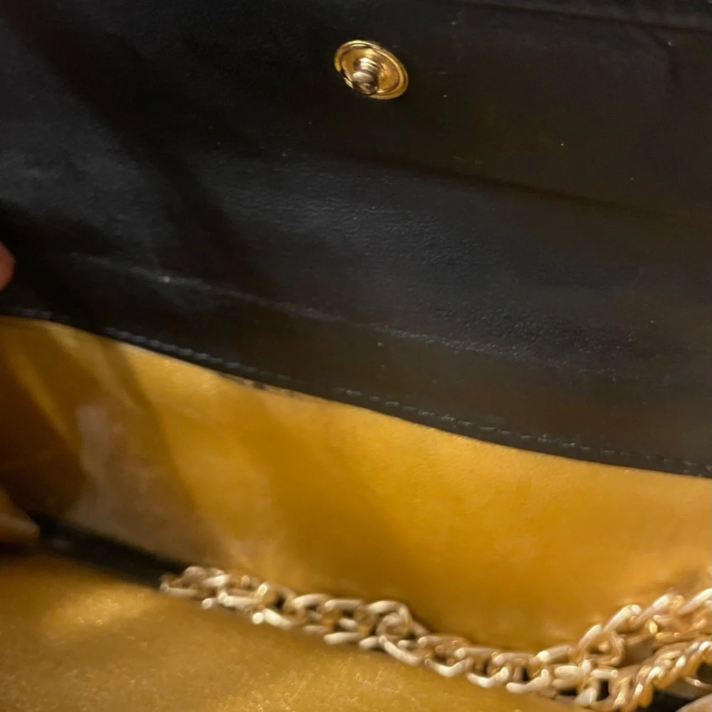 Versace Black & Yellow Floral Chain Clutch
